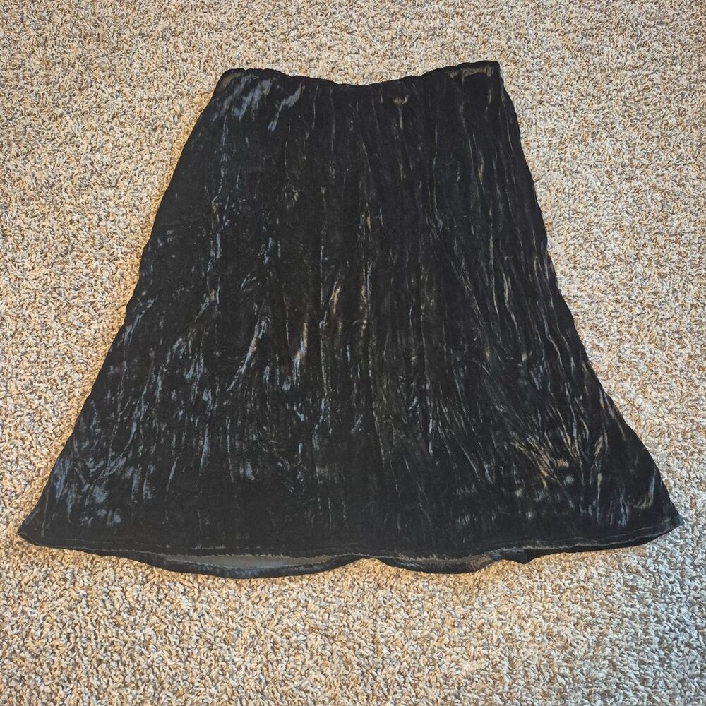 Piazza Sempione Skirt Black Velvet Silk Midi Goth Formal Dark Academia Women's 6